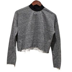 Alala Activewear Cropped Athleisure Mock Knit Sweatshirt Top  Size Small Raw Hem